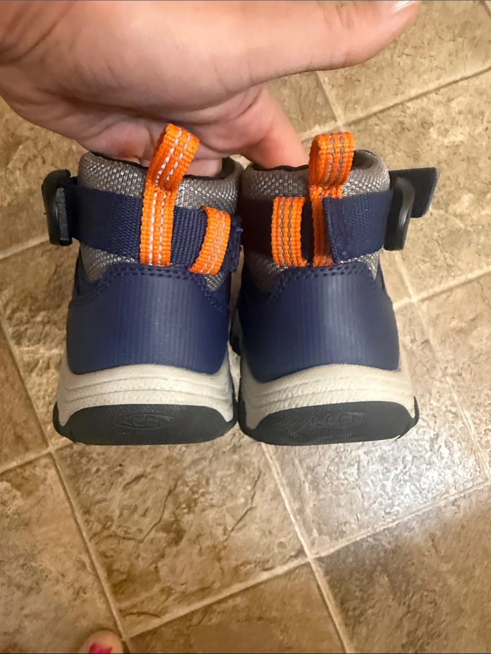 KEEN Kids Navy, Gray and Orange Zip-Front Outdoor Boots